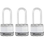 Master lock cadenas haute s�curit� [a cl�] [acier lamin�] [ext�rieur] [anse l] [pack de 3] m1eurtrilh ...