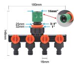 Mathiateurs de tuyau à filetage femelle 4 voies pour arrosage automatique, outil d'irrigation de jardin, ... Mathiateurs de tuyau à filetage femelle 4 voies pour arrosage automatique, outil d'irrigation de jardin, ...