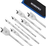 M�che plate � bois workpro 8 pieces avec tige hexagonale de 1 / 4, m�ches plates en acier au carbone ...