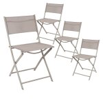 Melom - lot de 4 chaises pliantes textilne gris taupe