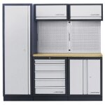 Meuble d'atelier modulaire 3 �l�ments plan de travail inox mobilio kraftwerk