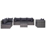 Meuble de jardin 7 pcs et coussins et oreillers r�sine tress�e