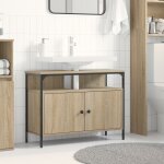 Meuble lavabo salle de bain vidaxl ch�ne sonoma 80x30x60 cm bois d'ing�nierie