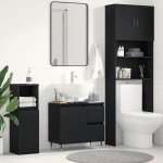 Meuble lavabo vidaxl noir chne 65x33x60 cm bois d'ingnierie