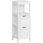 Meuble de salle de bain sur pied meuble de rangement table de chevet armoire d'angle avec 2 tiroirs blanc ...