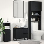 Meuble sous lavabo vidaxl noir ch�ne 65x33x60 cm bois d'ing�nierie