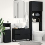 Meuble sous lavabo vidaxl noir ch�ne 80x33x60 cm bois d'ing�nierie