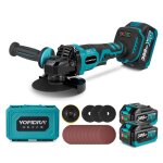 Meuleuse d'angle sans fil 125 mm ; 3 vitesses r�glables avec 2 x batteries ; 8000 tr / min moteur brushless, ...