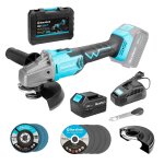 Meuleuse d'angle sans fil 20v �125mm 8500tr / min duratech meuleuse angulaire sans balais avec batterie ...