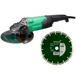 Meuleuse hitachi 230 mm 2200w 6600 tours / minutes - avec 1 disque diamant universel - g23sw2
