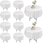 Mevronisshop - 10 nappe nappes rondes blanc, nappe ronde 213 cm, lavable pour table de jardin, protection ...