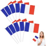 Mevronisshop - lot de 10 petits drapeaux fran�ais avec baguette en plastique, mini drapeau fran�ais de ...