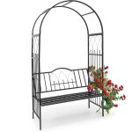 Mevronisshop - 10020032 arche a rosiers avec banc colonne de jardin arceau de plantes grimpantes ob�lisque ...