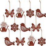 Mevronisshop - 12 d�corations suspendues en m�tal rouill� oiseau fleur arrosoir papillon en m�tal rouill� ...