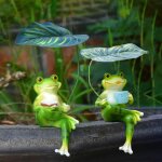 Mevronisshop - 2pcs figurines de grenouille, figurine mini bassin etang terrasse, figurine grenouille ...