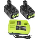 Mevronisshop - 2x 18v 5, 5ah p108 batterie de remplacement pour ryobi 18v batterie + 3a chargeur 12v ...