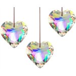 Mevronisshop - lot de 3 attrape - soleil en cristal avec prismes en forme de coeur, ornement pour maison, ...