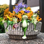 Mevronisshop - lot de 3 figurines dcoratives  suspendre pour pot de fleurs, grenouilles, animaux en ...