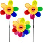 Mevronisshop - 3 pcs moulin a vent en forme de fleur, moulin a vent color� pour jardin, moulin a vent ...