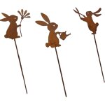 Mevronisshop - 3 pi�ces decoration maison p�ques lapin rouill�s decoration murale metal deco jardin lapin ...