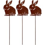 Mevronisshop - lot de 3 piquets de jardin pour d�coration de p�ques - 7 x 10 cm - avec brochette de lapin ...