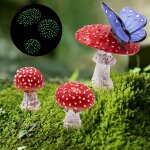 Mevronisshop - lot de 3 statues d�coratives de champignon rouge phosphorescent - design rustique en pot ...