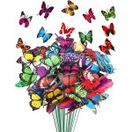 Mevronisshop - 30 papillons colors de jardin lumineux impermables sur btons pour extrieur, balcon, ...