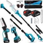 Mevronisshop - 4 en 1 perche elagueuse t�lescopique electrique, 2 x 4000 mah 6 pouces mini tron�onneuse ...