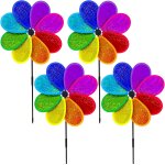 Mevronisshop - lot de 4 carillons � vent en forme de fleur - 30 cm - arc - en - ciel - pour pelouse, ...