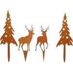 Mevronisshop - lot de 4 piquets de jardin en forme de cerf - d�coration de jardin �l�gante en m�tal rouill� ...