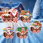 Mevronisshop - 5pcs signes de jardin de no�l, signal�tique pour pelouse no�l train avec piquets, imperm�ables ...