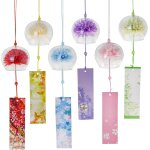 Mevronisshop - lot de 6 carillons eoliens japonais en verre color� avec etiquette faite a la main pour ...