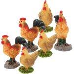 Mevronisshop - lot de 6 figurines de poules en r�sine pour d�coration de jardin - coq - pour bricolage ...