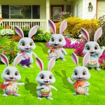 Mevronisshop - 6 pi�ces p�ques signes de cour d�corations d'ext�rieur lapin avec piquets, panneaux de ...