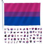 Mevronisshop - lot de 60 autocollants et drapeau bisexuels - accessoires pour l'int�rieur et l'ext�rieur, ...
