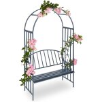 Mevronisshop - arche a roses pour jardin avec banc 2 m�tal en m�tal arceau colonne d�coration hxlxp: ...