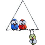 Mevronisshop - attrape - hibou, dcor de tentures de vitraux d'oiseaux multicolores, 3 hiboux s'allument ...