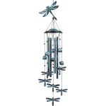 Mevronisshop - carillon eolien d'ext�rieur avec 4 tubes en aluminium ¿ crochet en forme de libellule ...