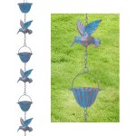 Mevronisshop - cha�ne de pluie 2, 4 m, cha�nes de pluie bleu colibri fer r�tro, collecteur d'eau de pluie ...