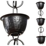 Mevronisshop - cha�ne de pluie d�corative en aluminium martel� avec rev�tement en poudre noire de 2, ...