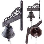 Mevronisshop - cloche de porte en fonte avec cordon - d�corative murale de style rustique pour ext�rieur ...