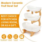 Mevronisshop - corbeille a fruit 3 etages en cramique, panier fruit domestique stable et non tremblante, ...