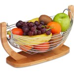 Mevronisshop - corbeille a fruits hamac bambou, barres inox, balanoire, design grille dco, 18, 5 x ...