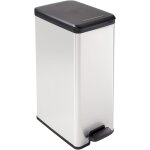 Mevronisshop - curver poubelle rectangulaire  pdale 40l - slim bin - fermeture douce - aspect mtal ...