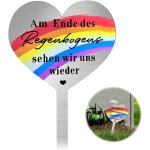 Mevronisshop - dcoration funraire en acier inoxydable avec inscription am ende des regenbogens sehen ...