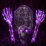 Mevronisshop - decoration halloween, 4 pcs halloween decoration exterieur set, 1 t�te 2 bras de squelette ...