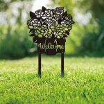 Mevronisshop - decoration jardin exterieur en m�tal avec fleurs vase floral piquets d�coratifs panneau ...