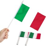 Mevronisshop - drapeau de bton d'italie, mini drapeau italien a main 5x8 pouces (12 x 20 cm) avec poteau ...