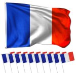 Mevronisshop - drapeau fran�ais 90 x 150 cm + 10 petits drapeaux 14 x 21 cm, kit supporter france pour ...