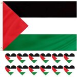 Mevronisshop - drapeau de la palestine - 150 x 90 cm - 1 avec 12 autocollants - c?ur palestinien - drapeau ...